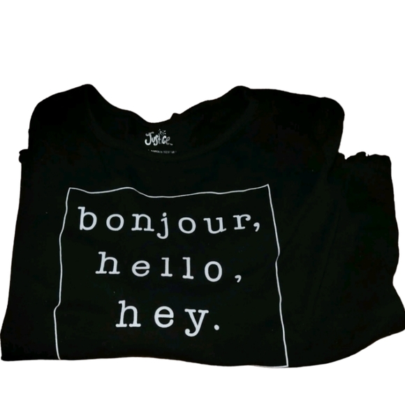 Girls Justice Graphic Lettuce Edge Long Sleeve Black Tee Size 12 - Picture 2 of 2